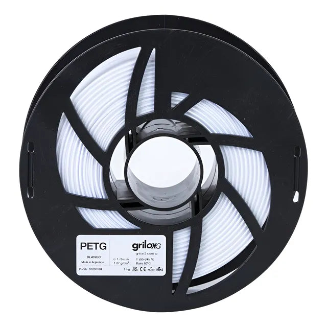 Filamento 3D Grilon3 PETG de 1.75mm y 1kg blanco